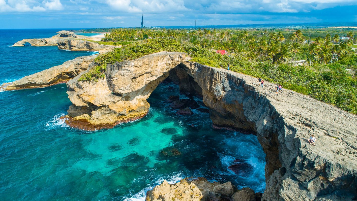 The rugged cliffs and clear water in Cabo Rojo, Puerto Rico.