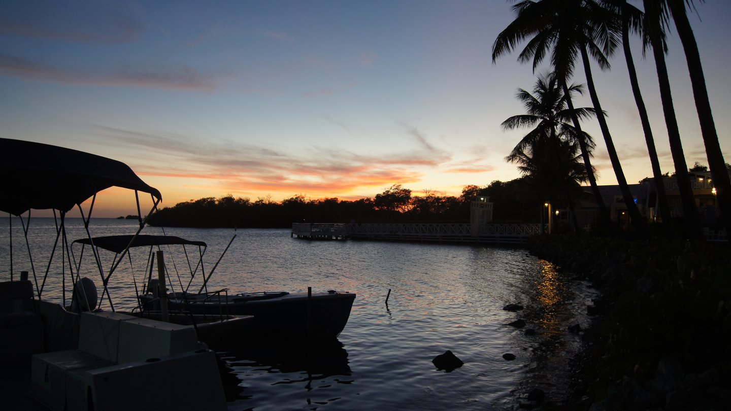 Boats on the bay at sunset La Parguera, Puerto Rico