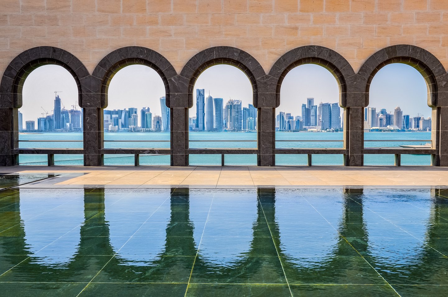 Looking back at the city from the Museum of Islamic Art in Doha, Qatar