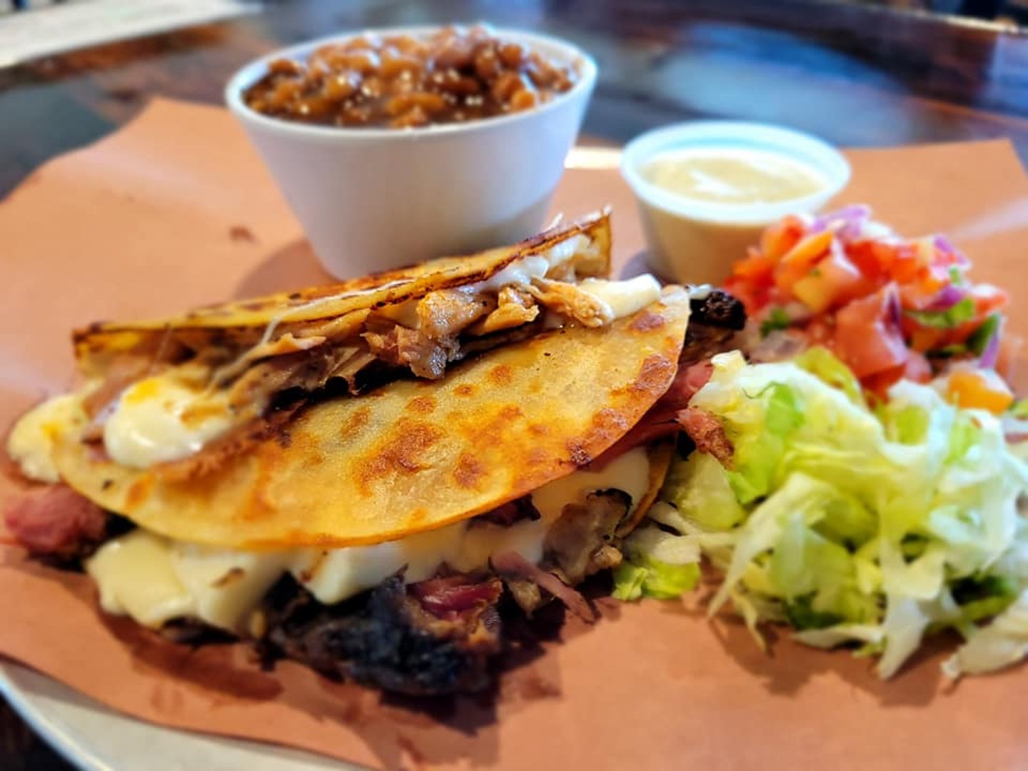 BBQ tacos with accompaniments