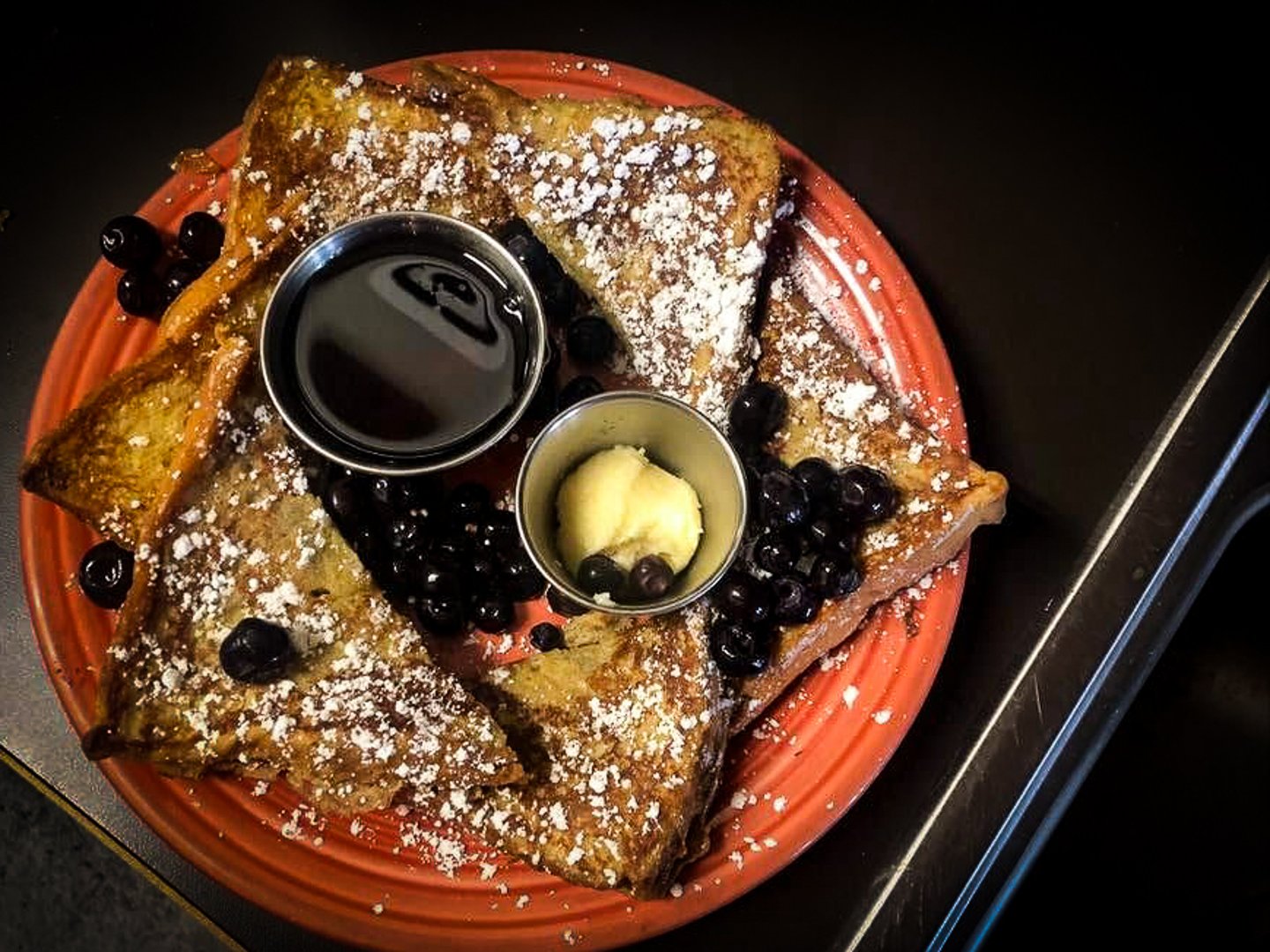 French toast with blueberries and maple syrup at Wisecracks, Corvallis