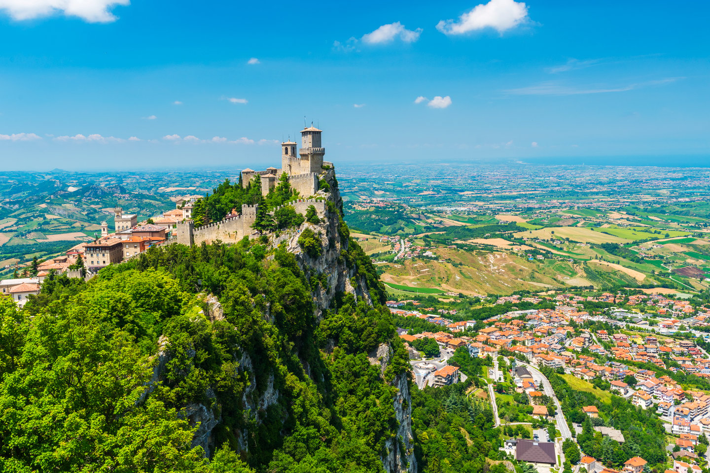 Guaita Tower and fortress on Mount Titano above the Republic of San Marino