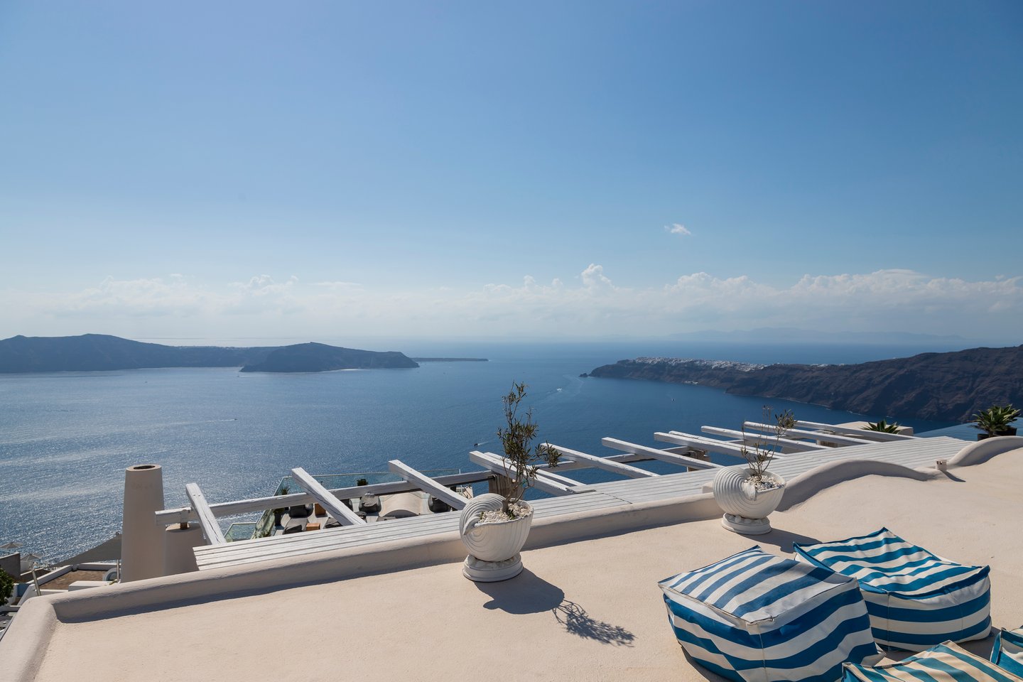 Views from a resort terrace in Megalochori, Santorini