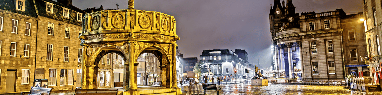 The Mercat Cross in Aberdeen at night
