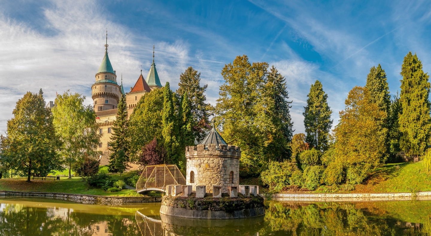 Looking ove the lake towards Bojnice Castle