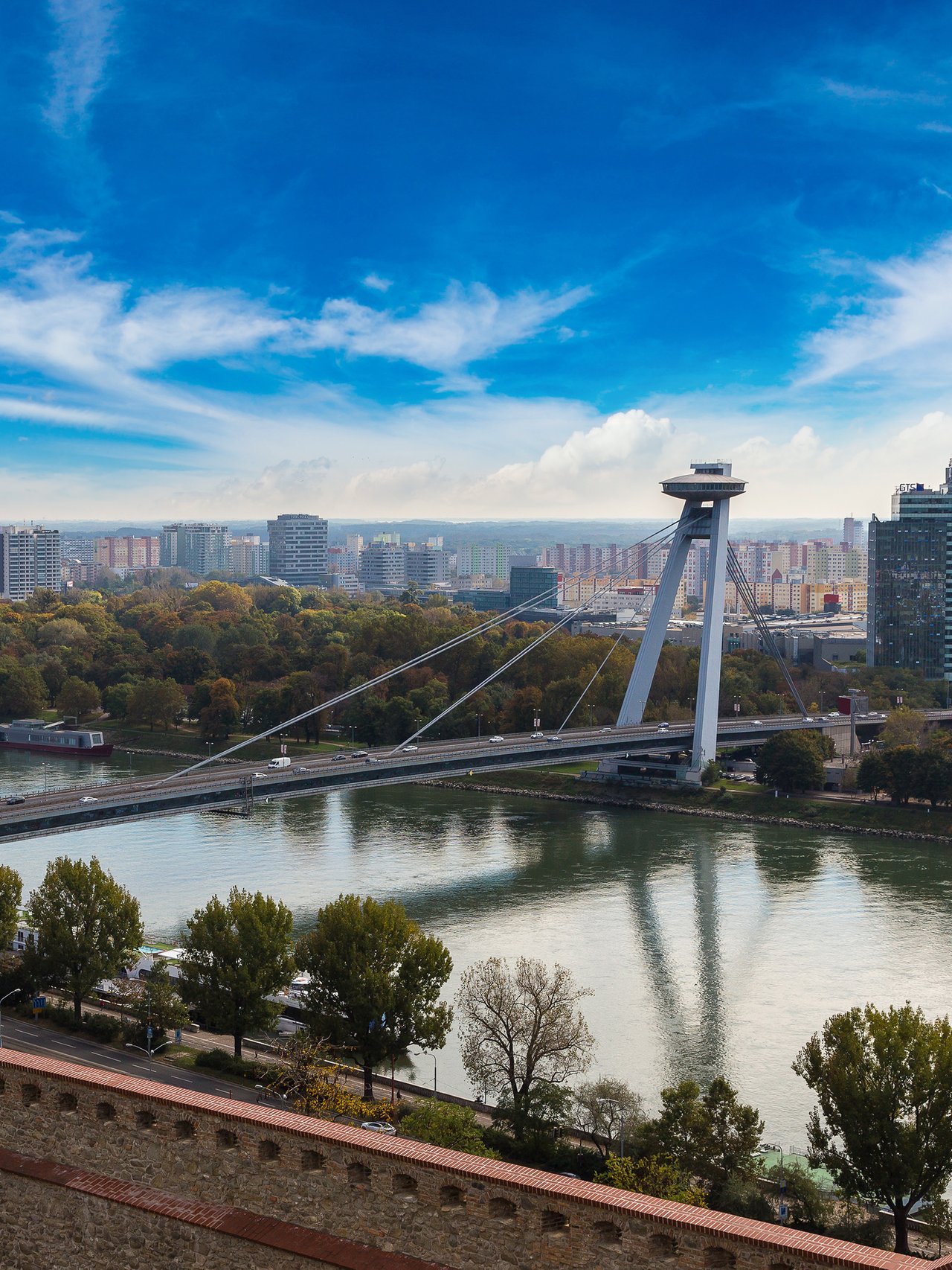 Bratislava's UFO Bridge spanning the Danube