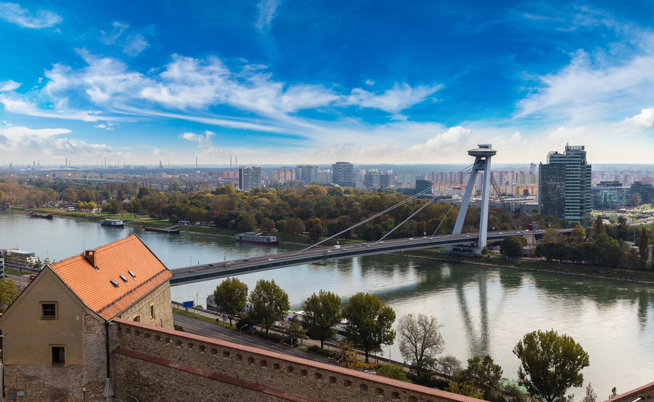 Bratislava's UFO Bridge spanning the Danube
