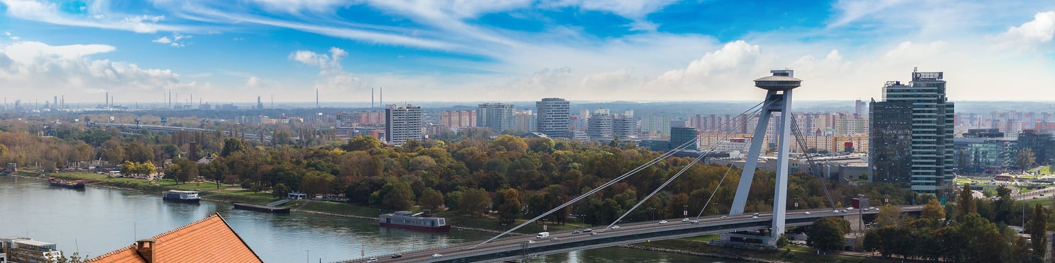 Bratislava's UFO Bridge spanning the Danube