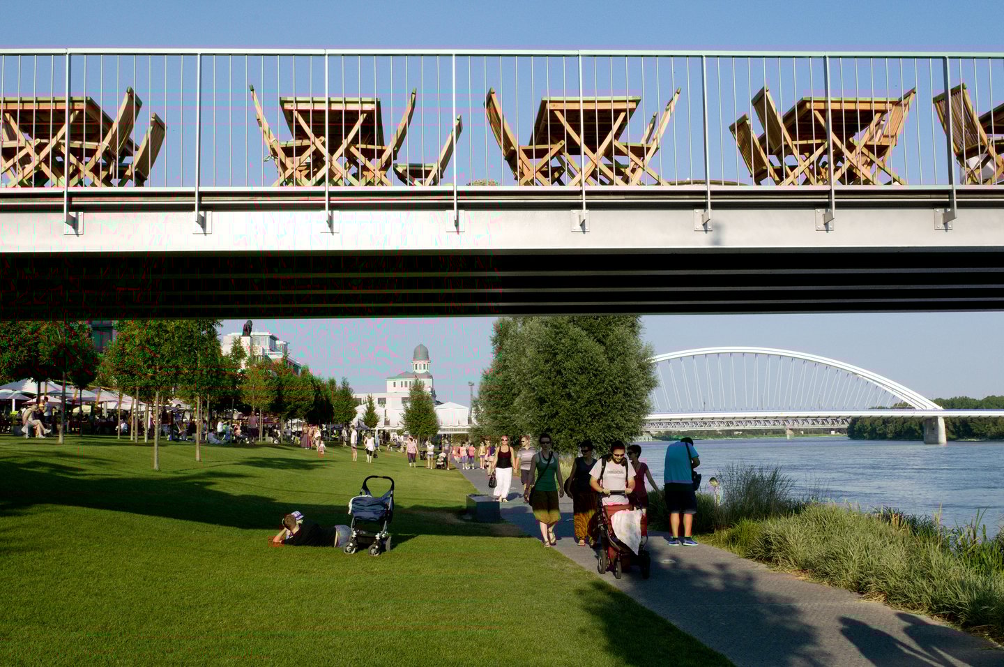 Walking along the Danube in Bratislava, Slovakia
