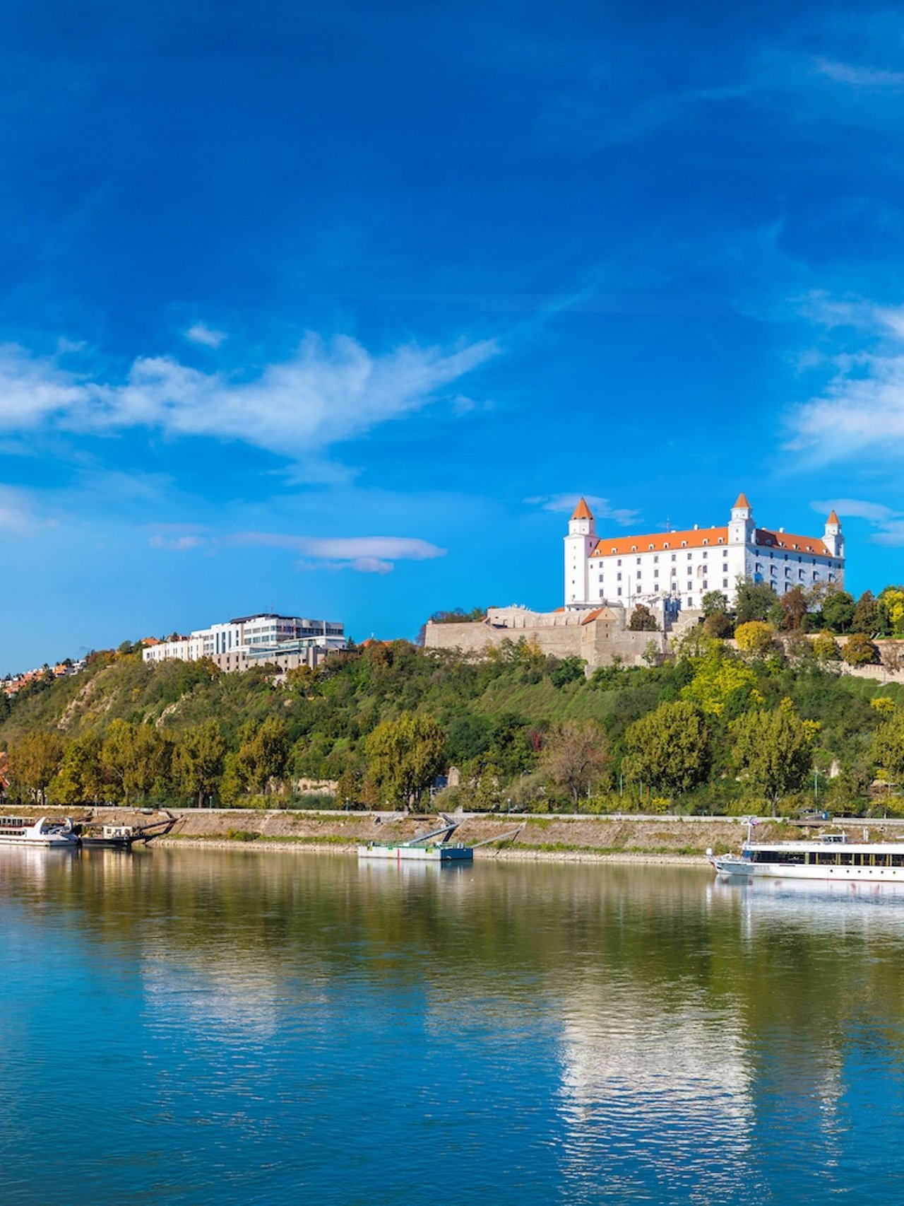 Looking at Bratislava Castle across the Danube