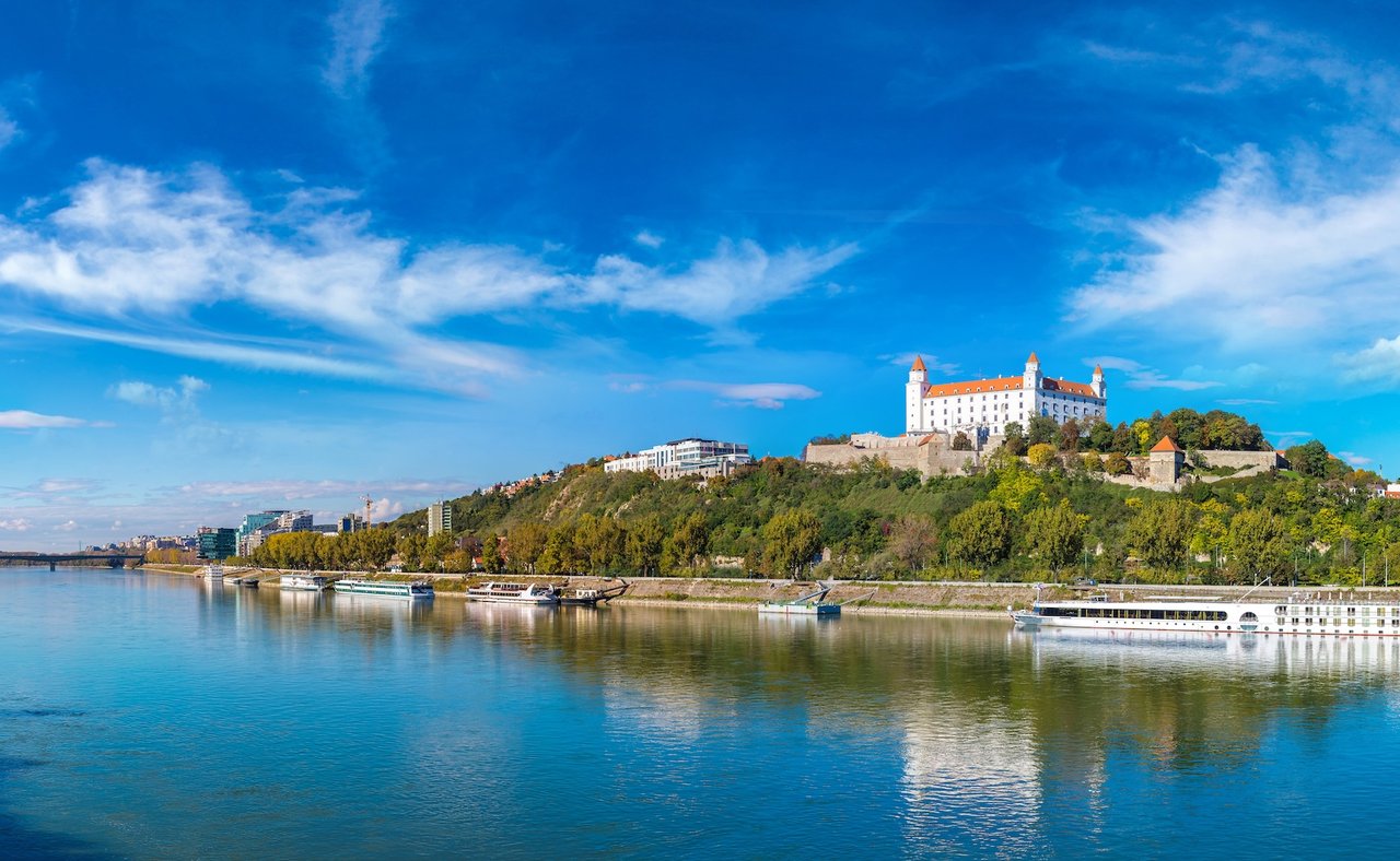 Looking at Bratislava Castle across the Danube