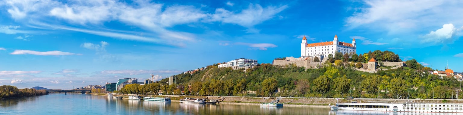 Looking at Bratislava Castle across the Danube