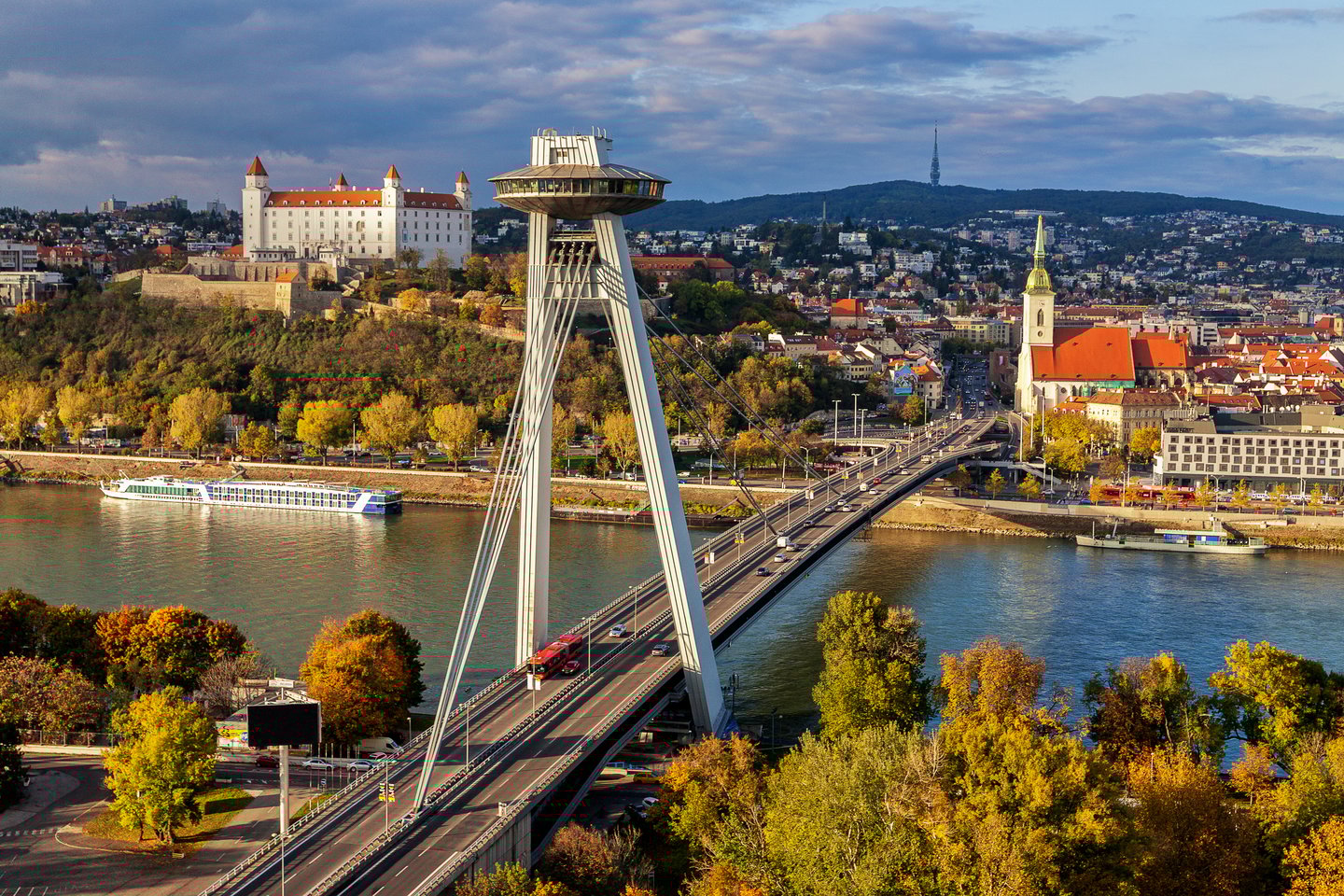 Bratislava's UFO with the castle and St Martin's Cathedral
