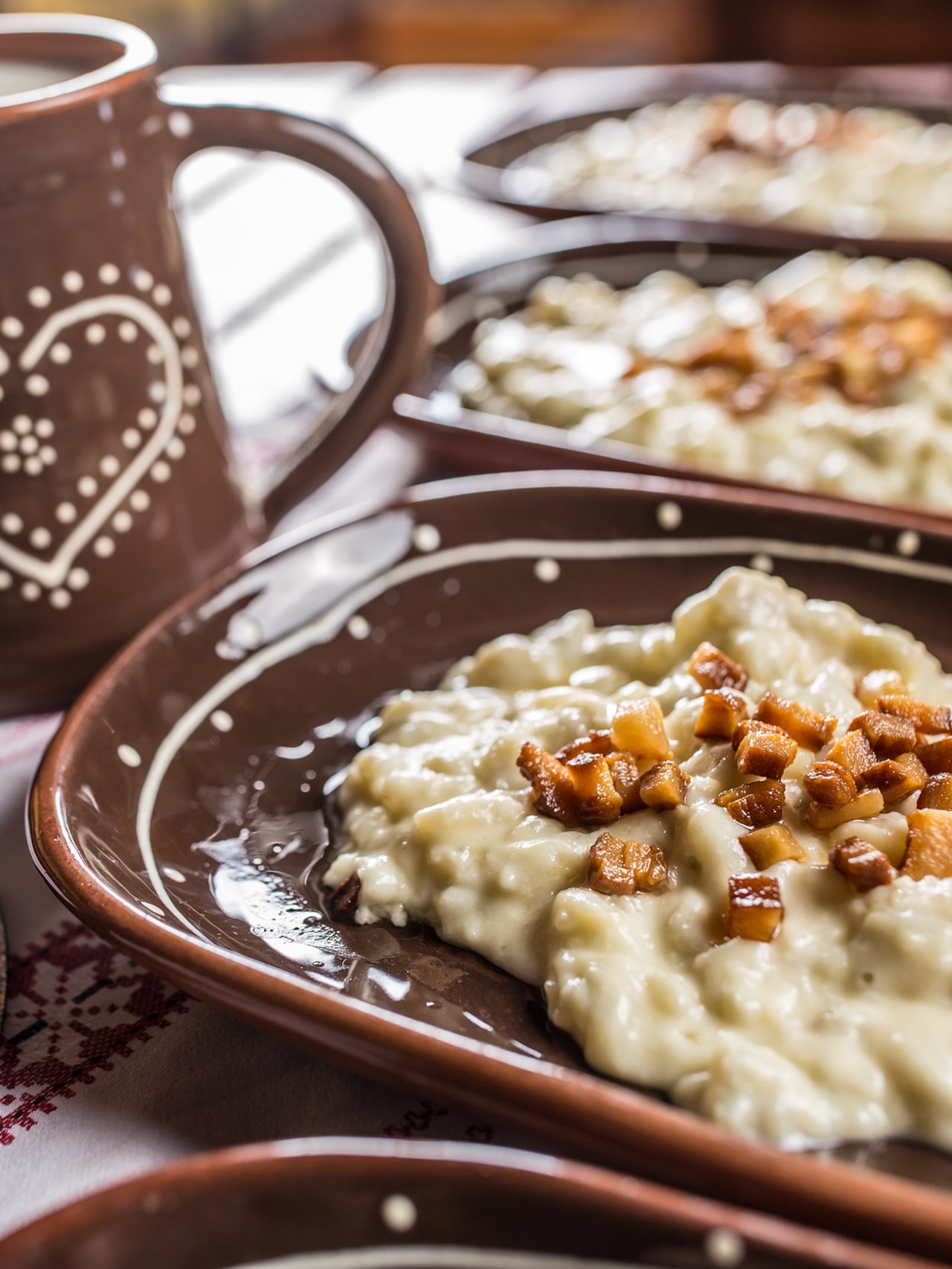 Bryndzove halusky served with sour milk