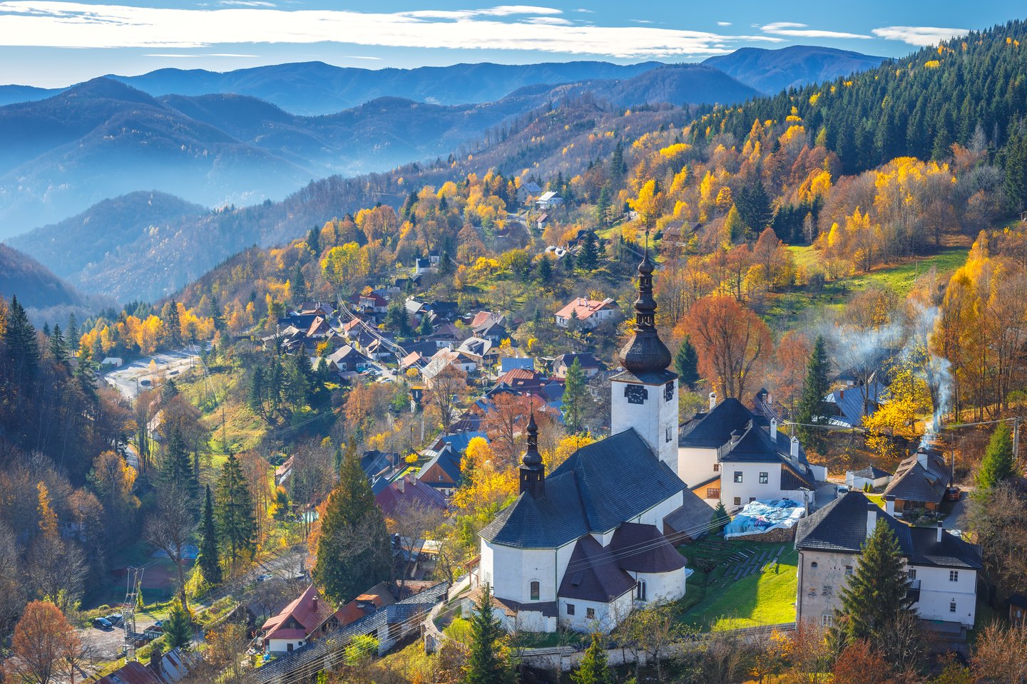 A view over Špania Dolina, a pretty village in Slovakia's Low Tatra mountains