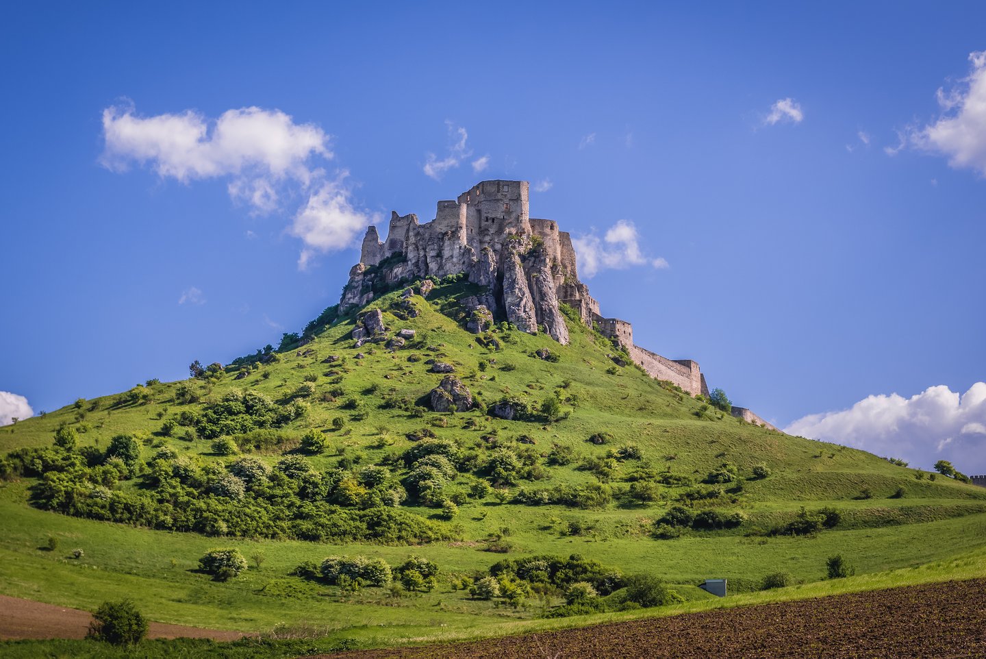 The ruins of Spiš Castle on a hill in Slovakia