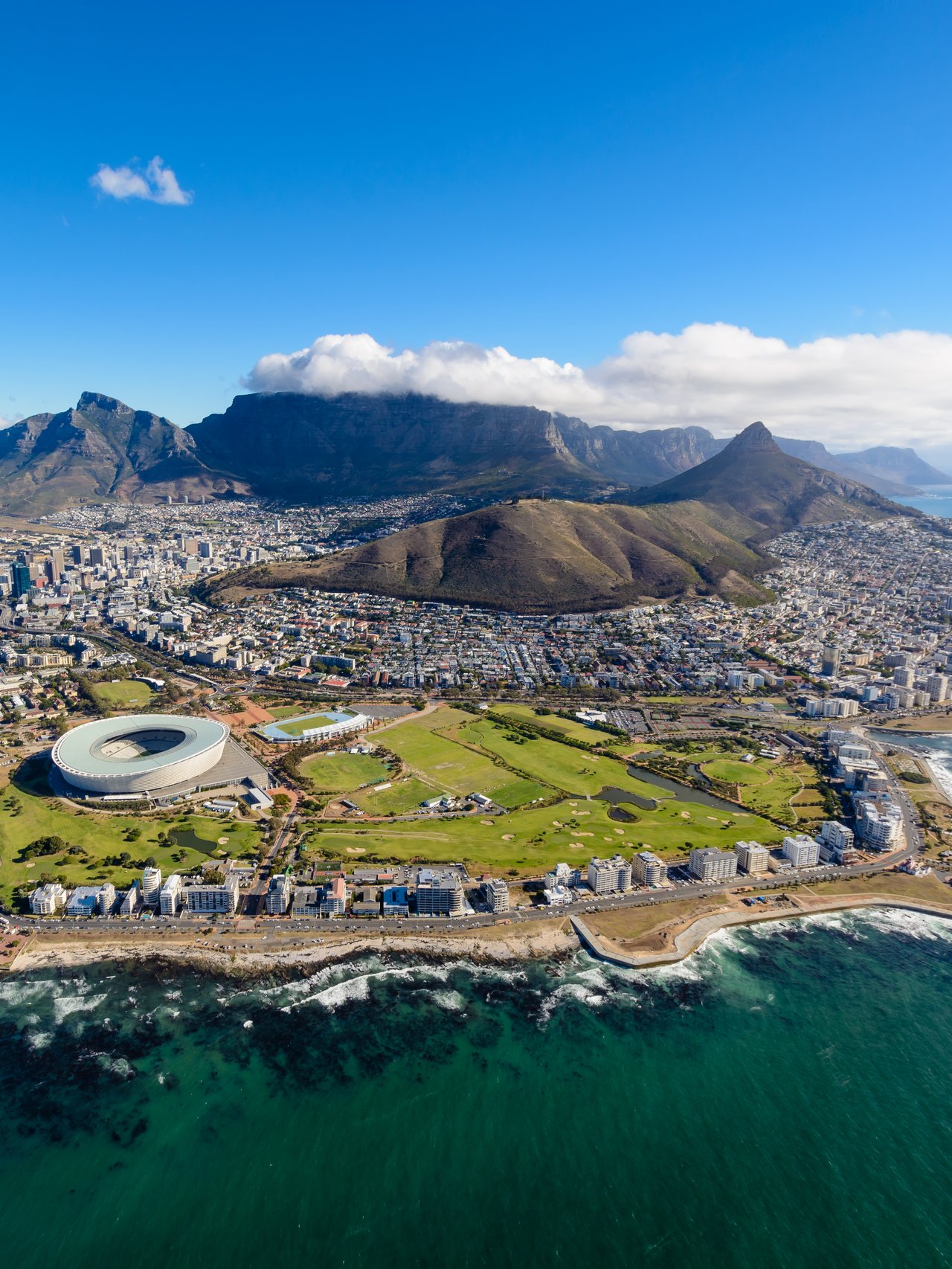 An aerial view of Cape Town, South Africa.
