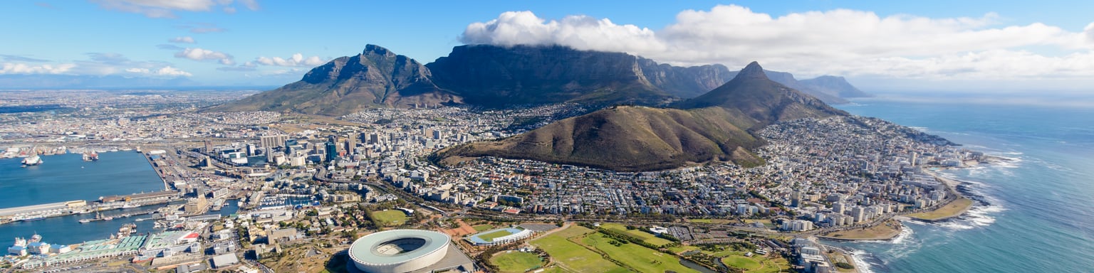 An aerial view of Cape Town, South Africa.