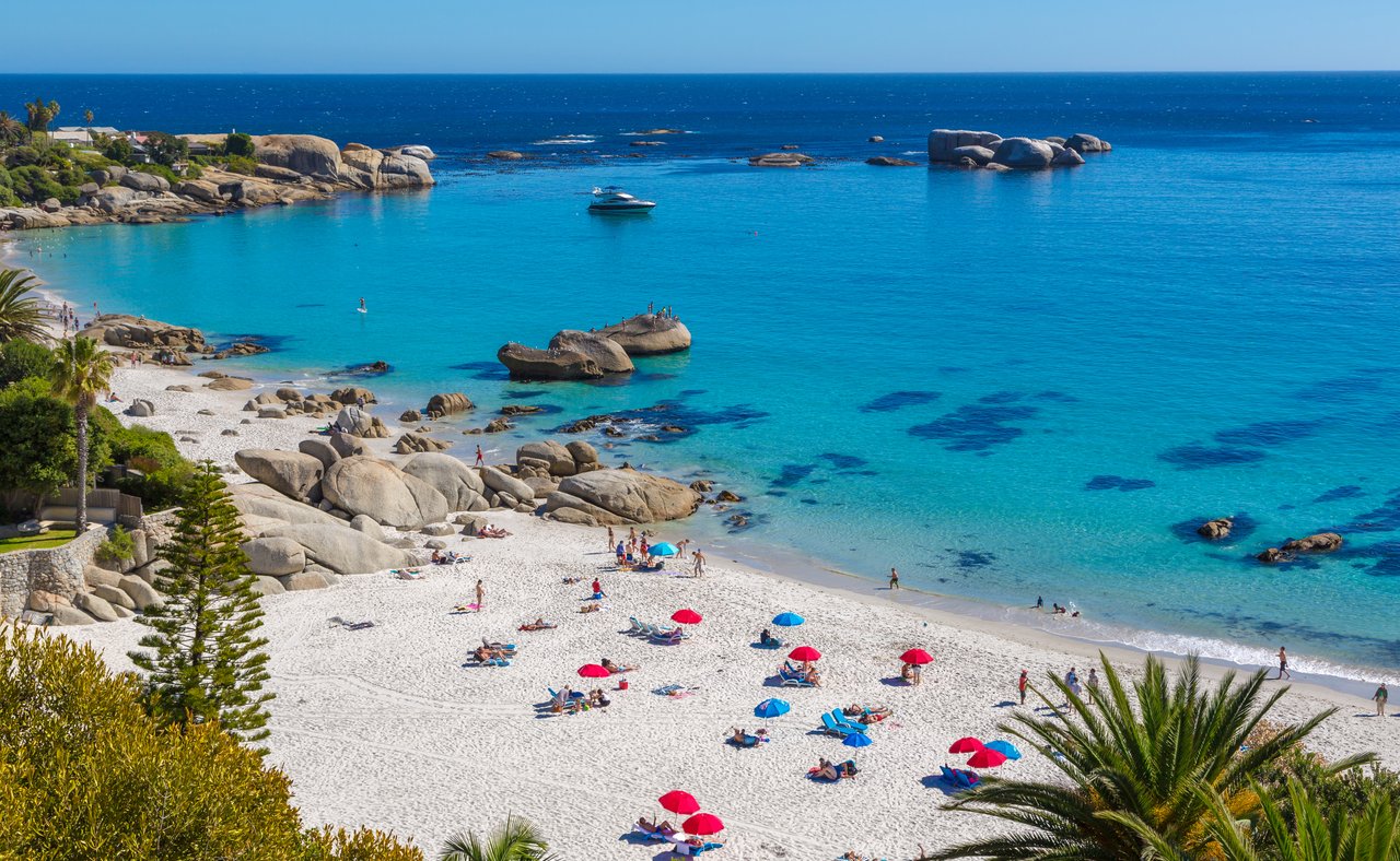 A sunny day on the beach at Camps Bay, Cape Town.