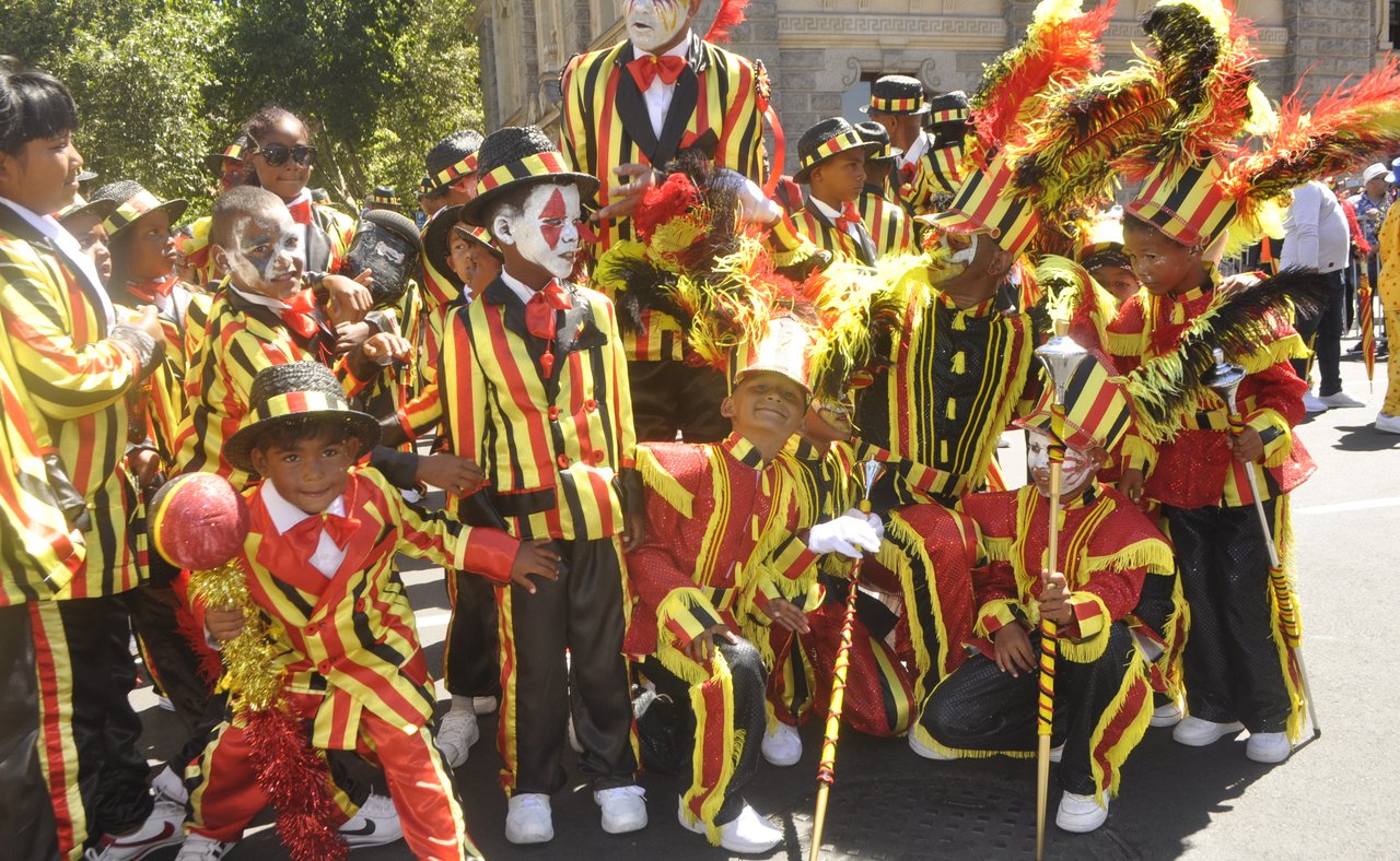 Performers at the Kaapse Klopse street parade in Cape Town