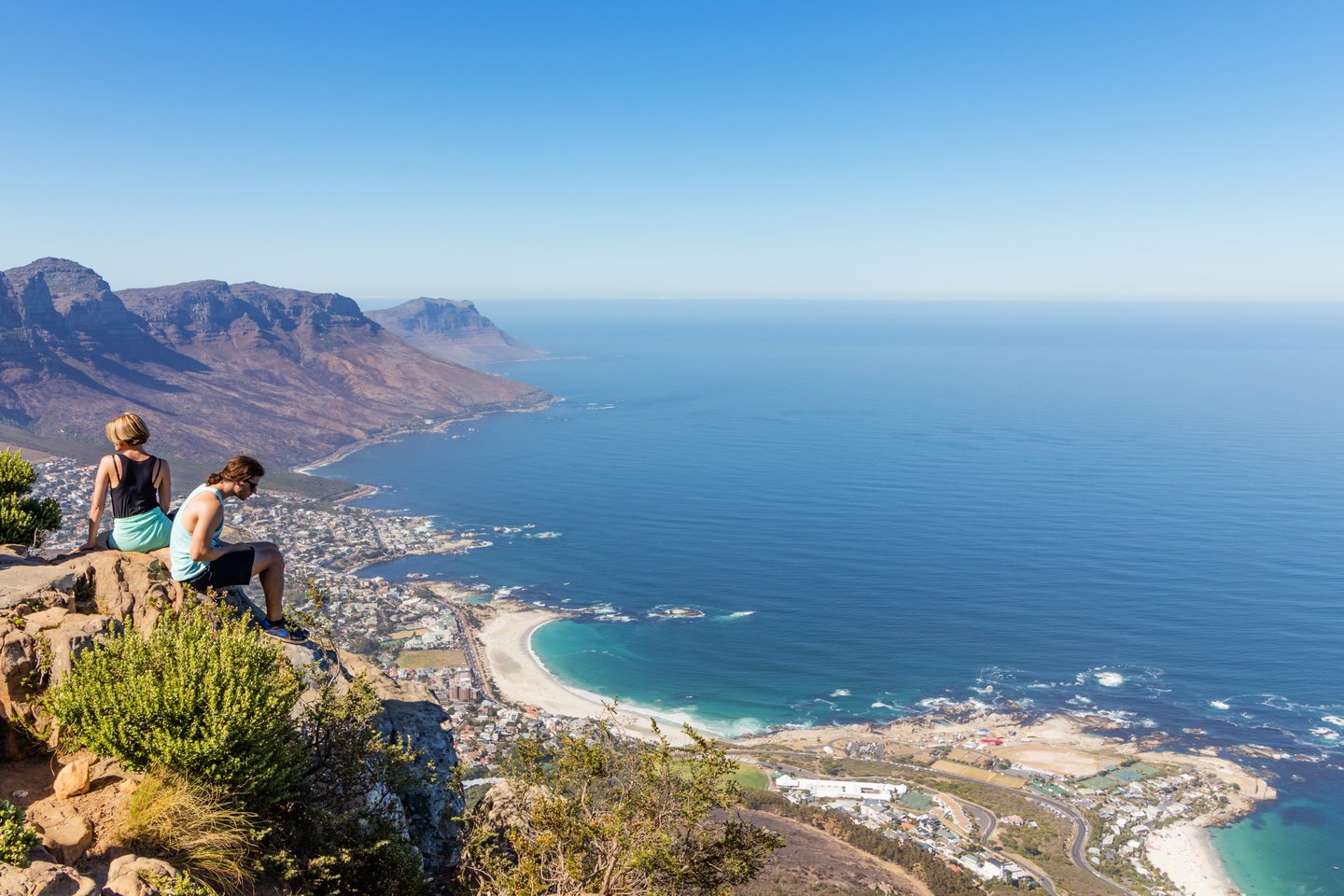 Hikers enjoying the view from Lion's Head in Cape Town.