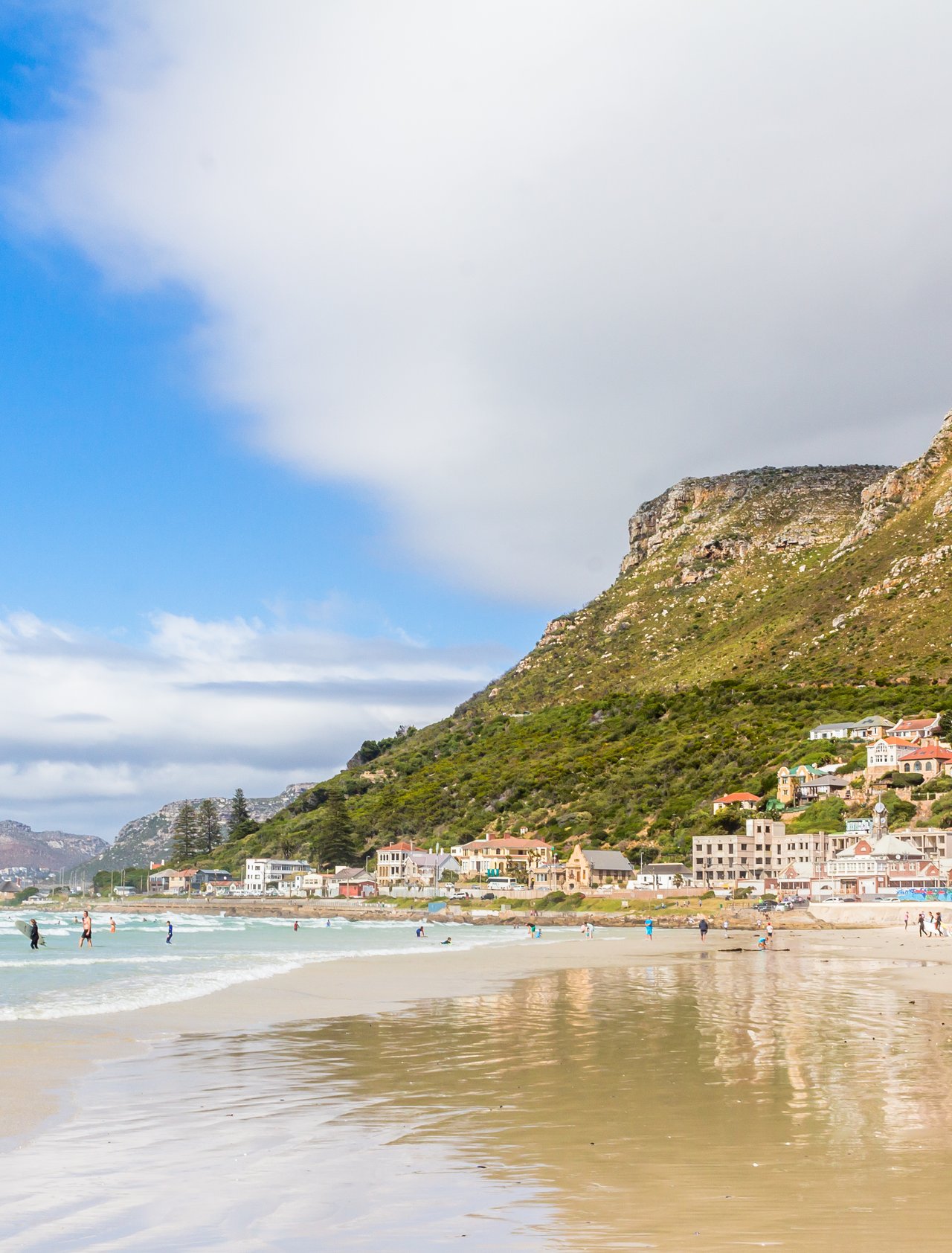 Sand and surf at Muizenberg Beach, Cape Town