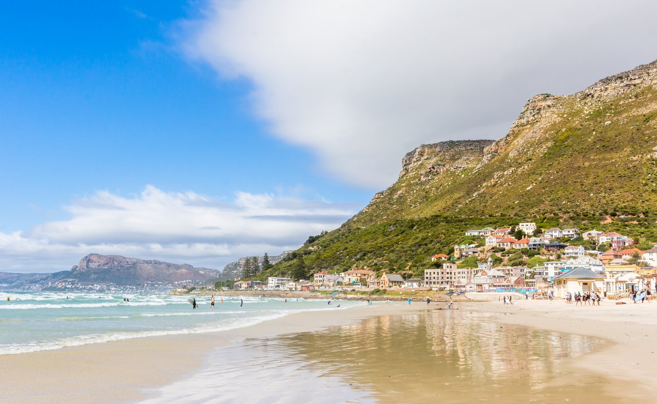 Sand and surf at Muizenberg Beach, Cape Town