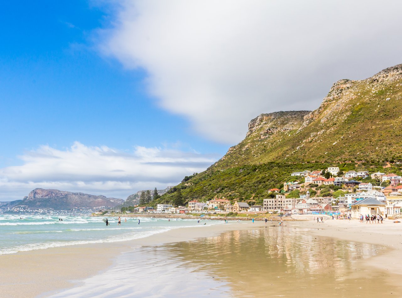 Sand and surf at Muizenberg Beach, Cape Town