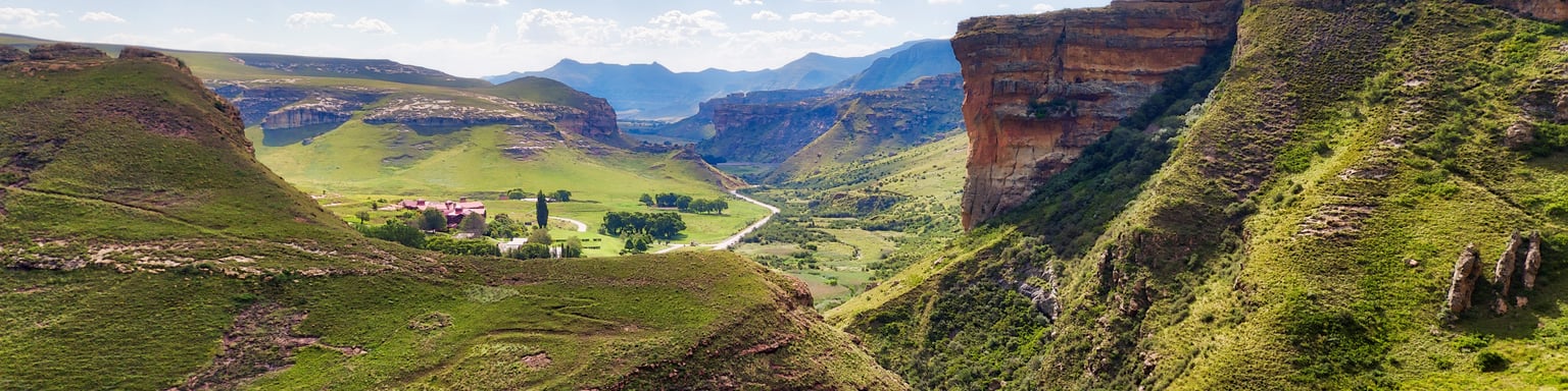 The road through Golden Gate Highlands National Park in South Africa