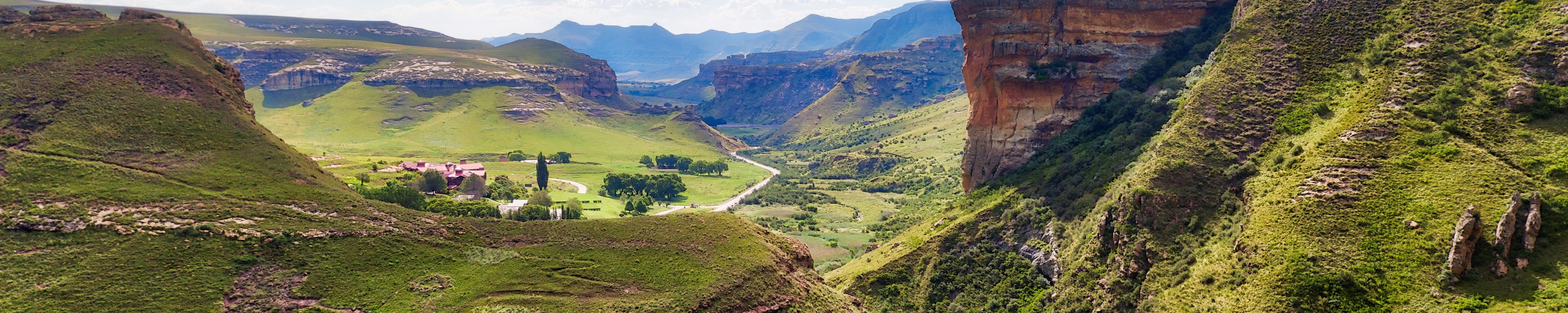 The road through Golden Gate Highlands National Park in South Africa