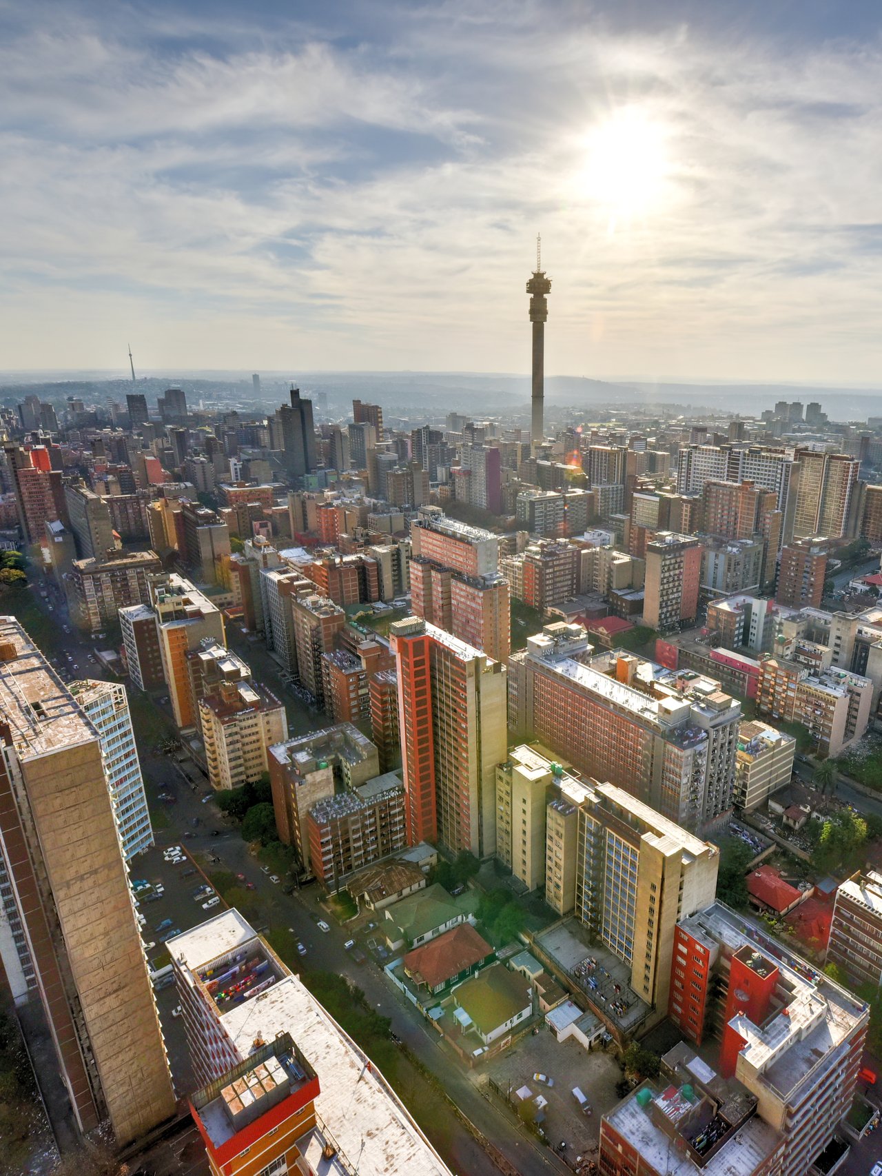 Hillbrow tower rising high above the buildings in central Johannesburg.