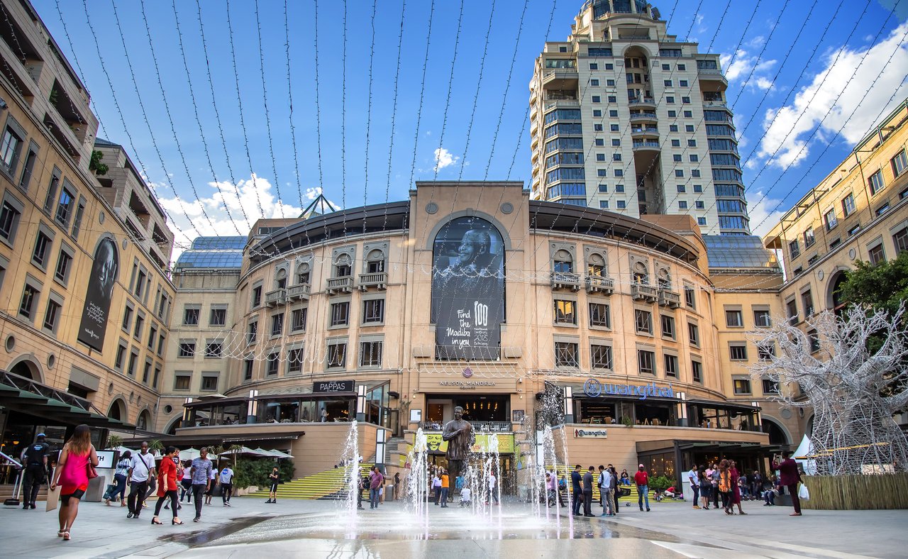People in Nelson Mandela Square in Johannesburg