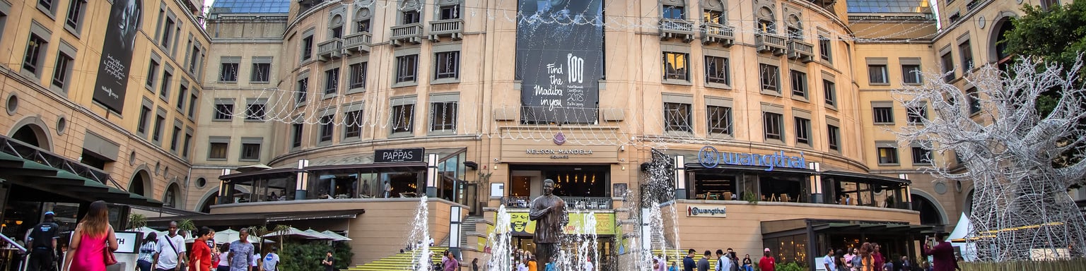 People in Nelson Mandela Square in Johannesburg