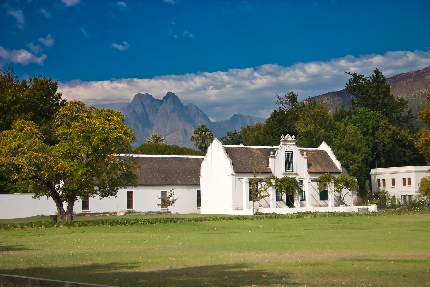 An example of Cape Dutch architecture in Stellenbosch, South Africa