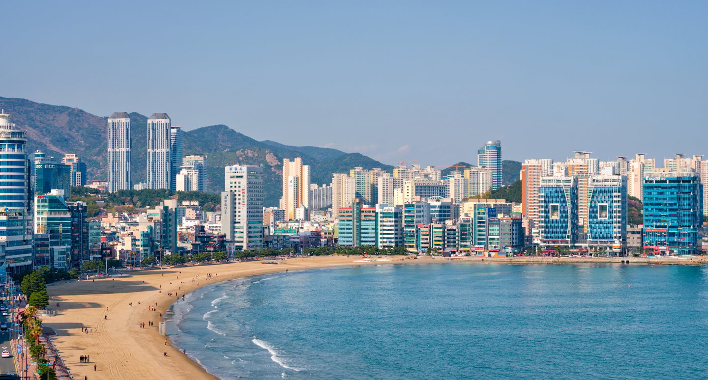 A panoramic view of Gwangalli Beach in Busan, South Korea