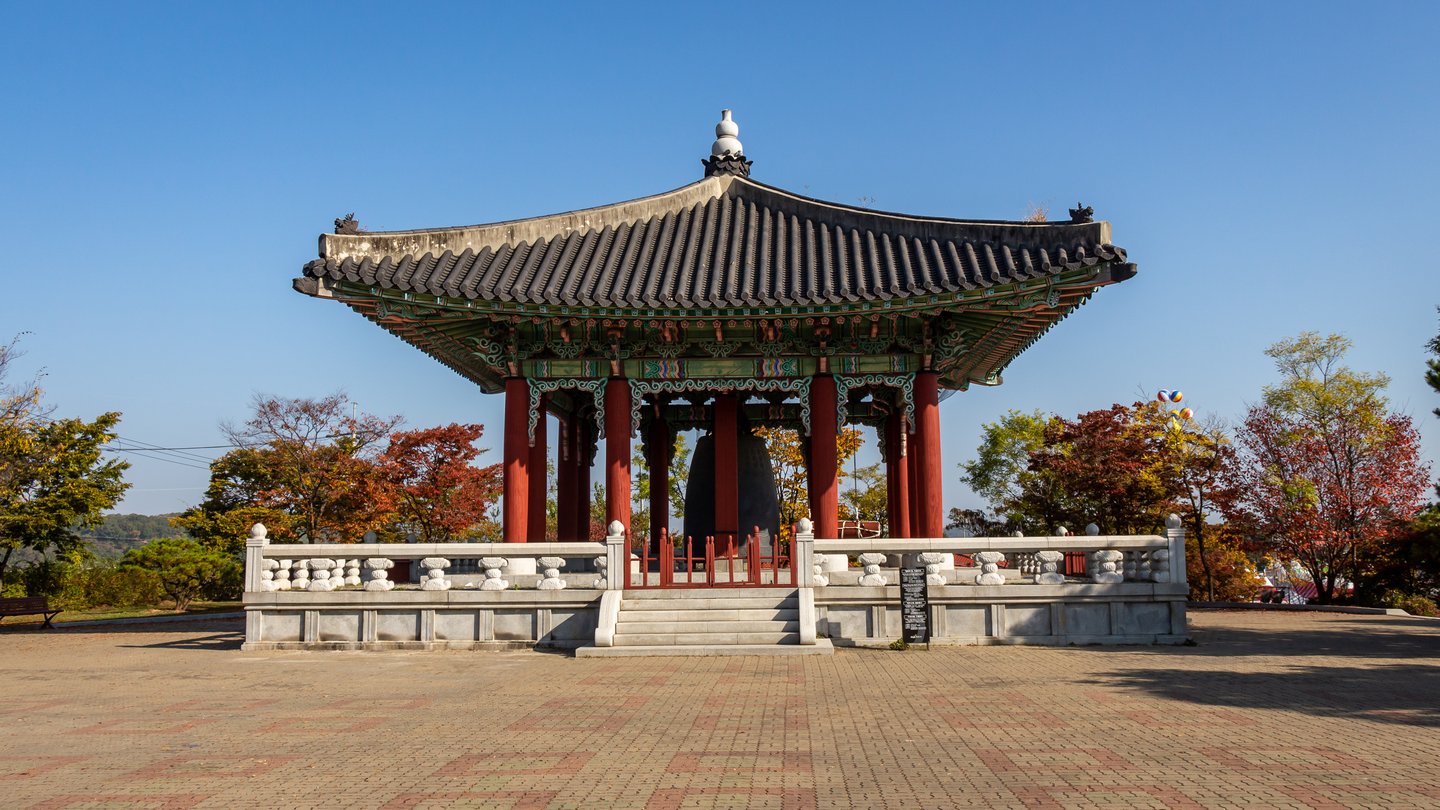 Peace Bell Temple at the Korean DMZ on a sunny autumn morning