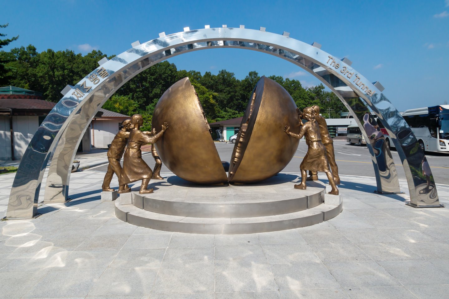 Monument at the third tunnel in the DMZ between North and South Korea