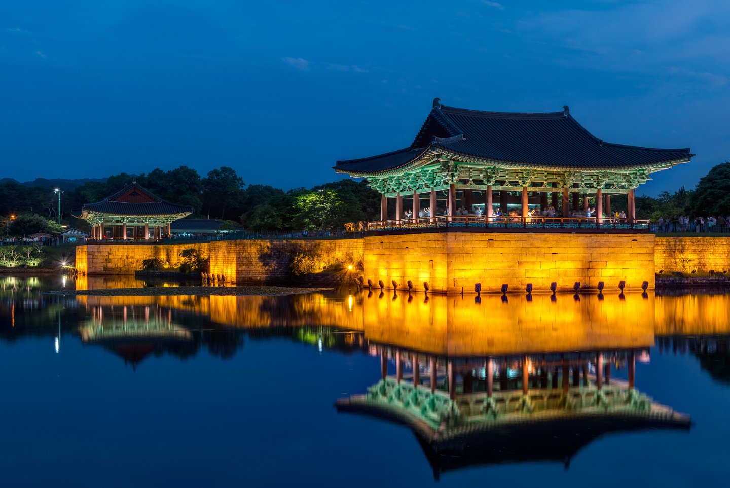 The beautiful Wolji Pond in Gyeongju at twight