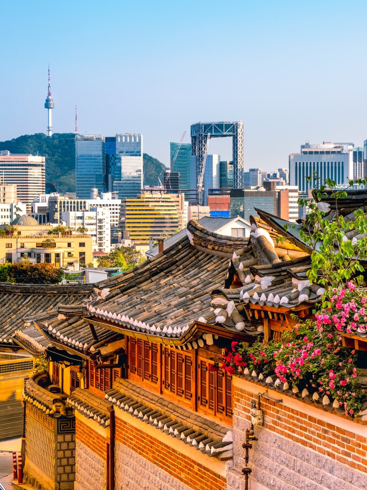Traditional Korean style architecture at Bukchon Hanok Village in Seoul