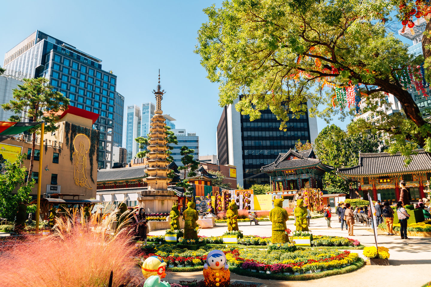 The colourful Jogyesa temple in Seoul, South Korea.