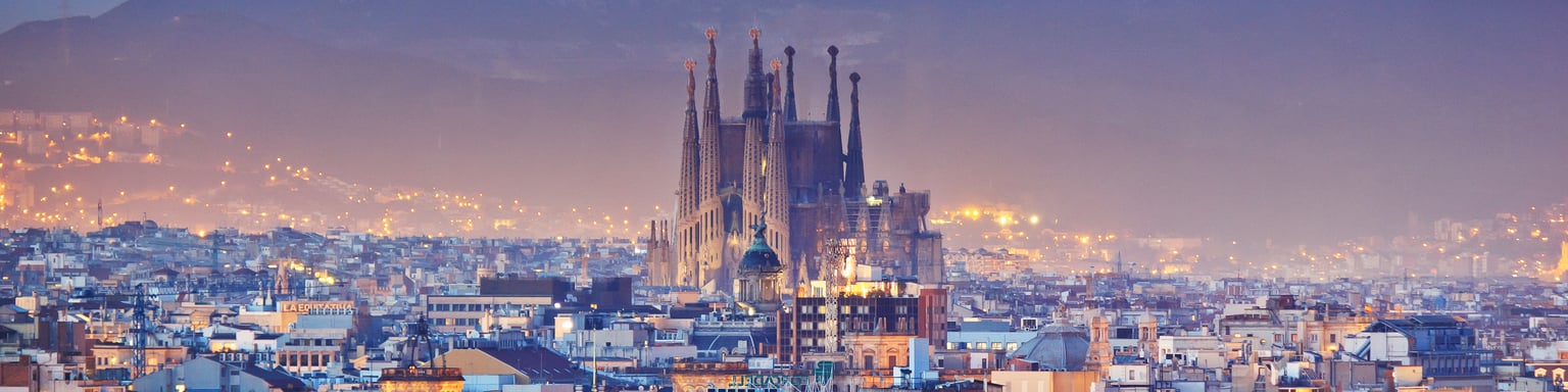 Barcelona cityscape and the Sagrada Familia at night