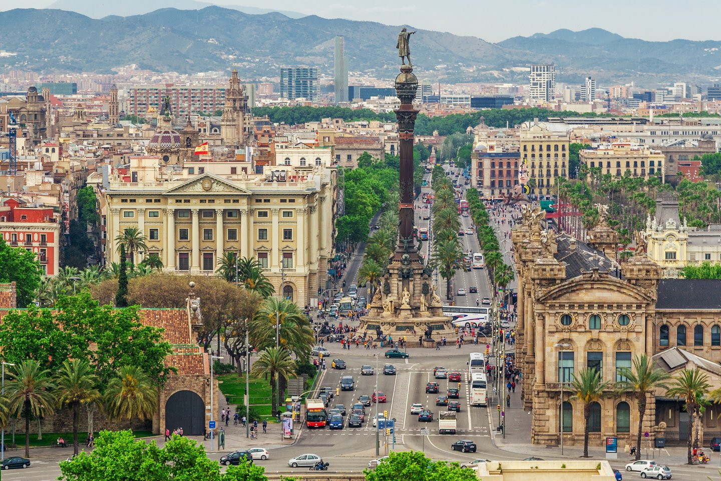 The Columbus monument in downtown Barcelona