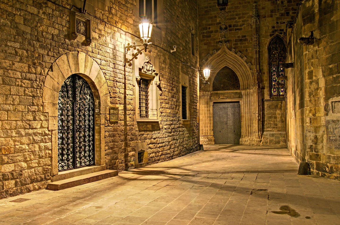 Narrow streets and gothic doorways in Barcelona's Gothic Quarter