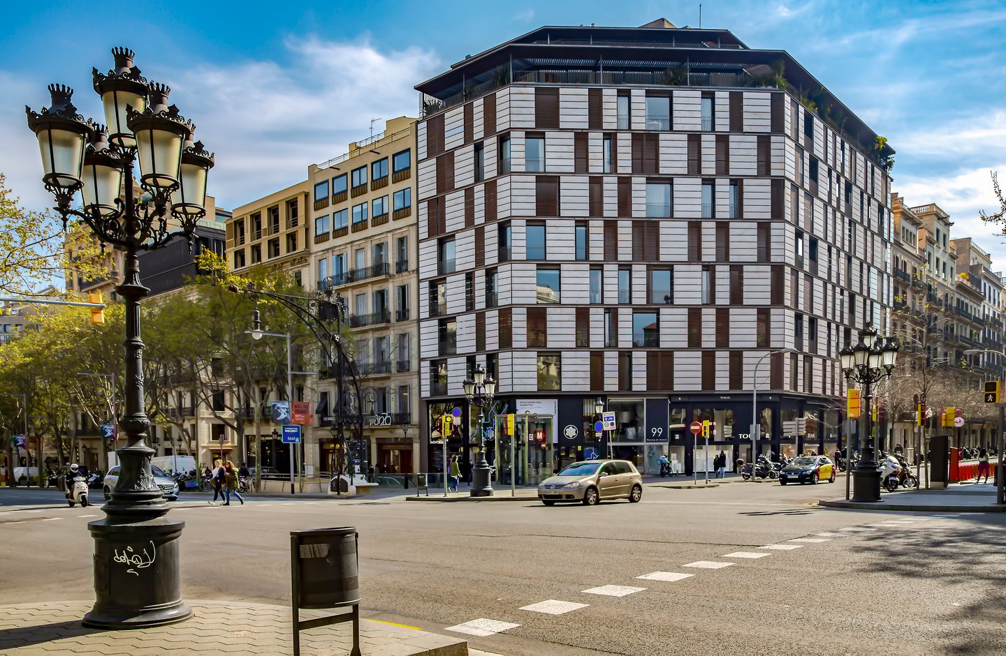 A modern building on Passeig de Gracia in Barcelona, Spain