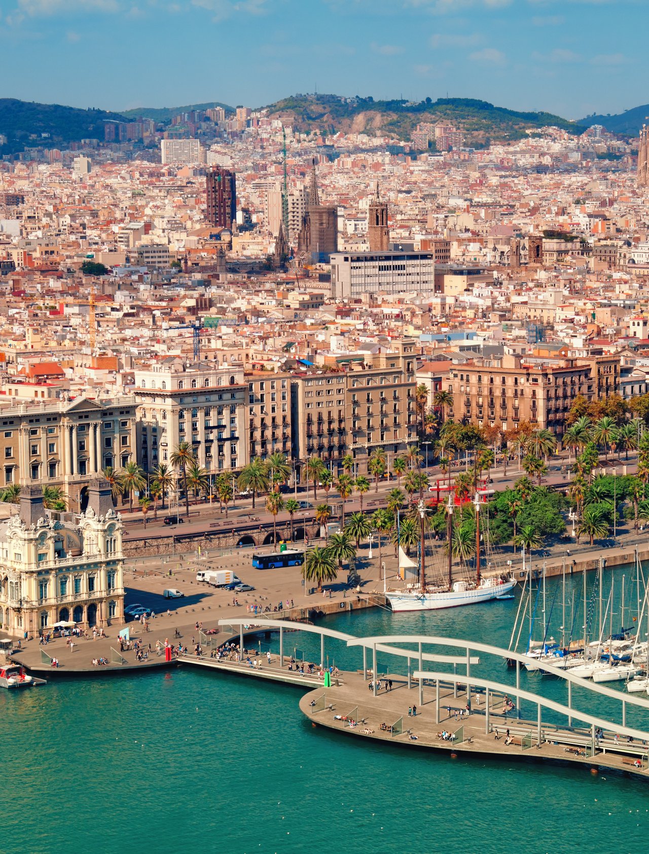 The port of Barcelona with the city in the background