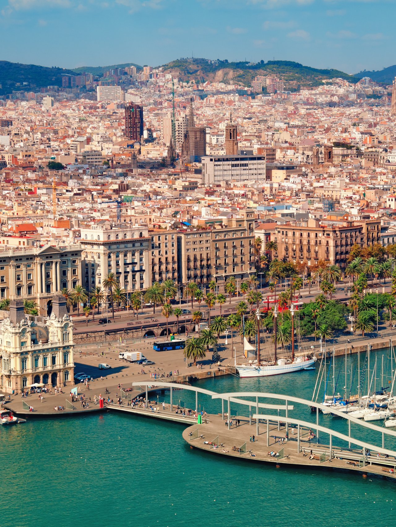 The port of Barcelona with the city in the background