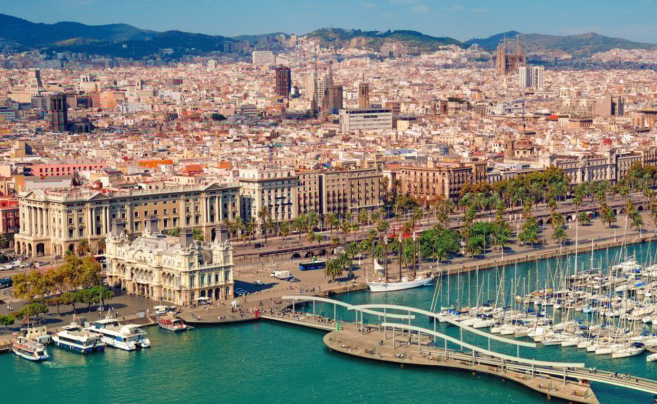 The port of Barcelona with the city in the background