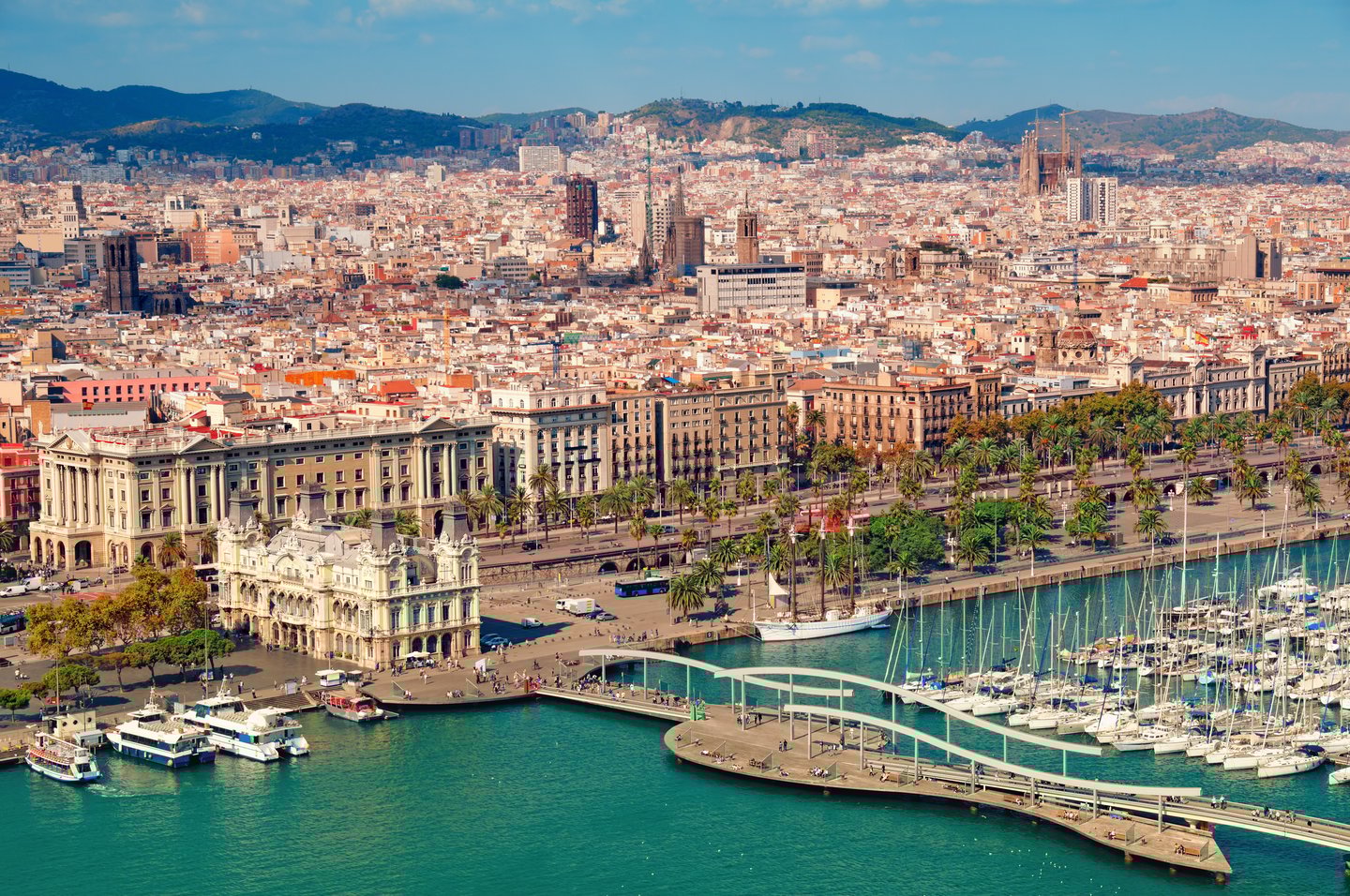 The port of Barcelona with the city in the background