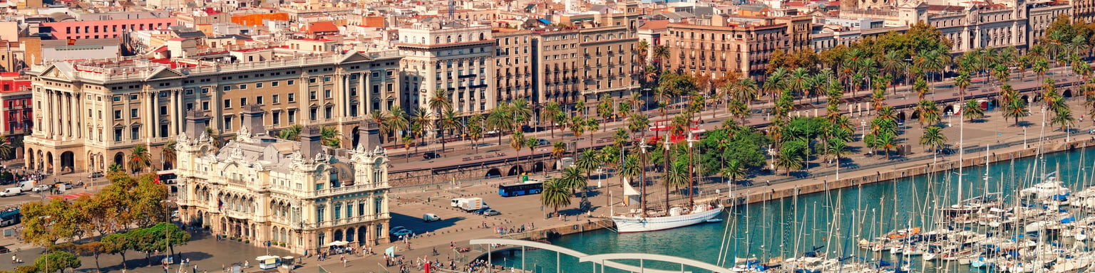 The port of Barcelona with the city in the background