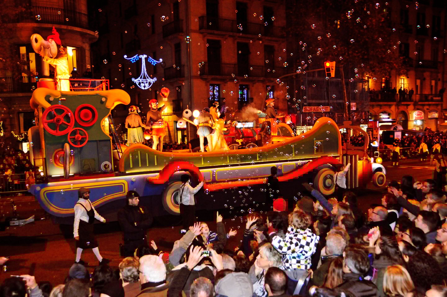 A parade on the evening before Three Kings Day in Barcelona, Spain.